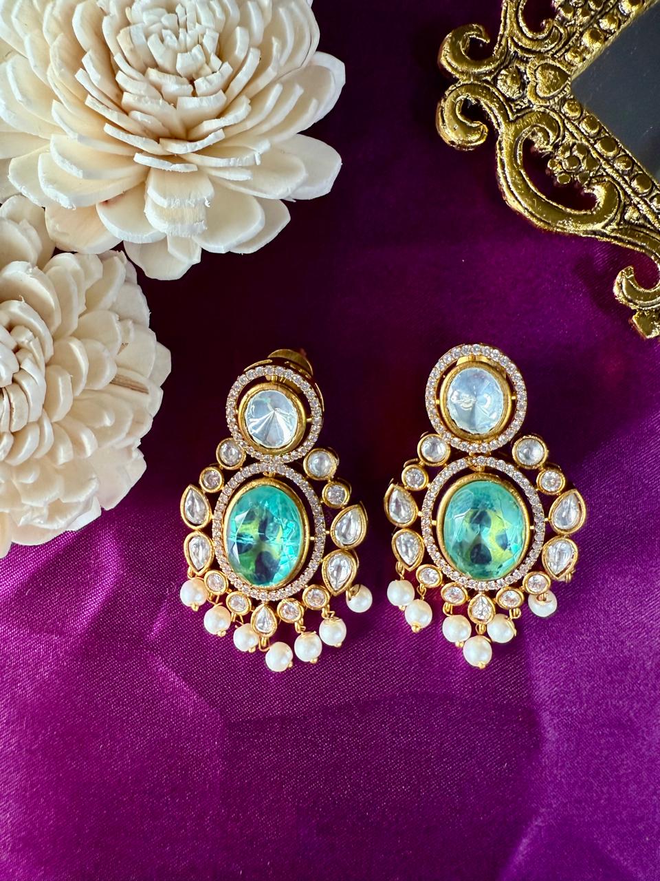 Noorvi pearl danglers - Mint