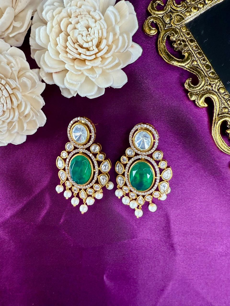 Noorvi pearl danglers - Green