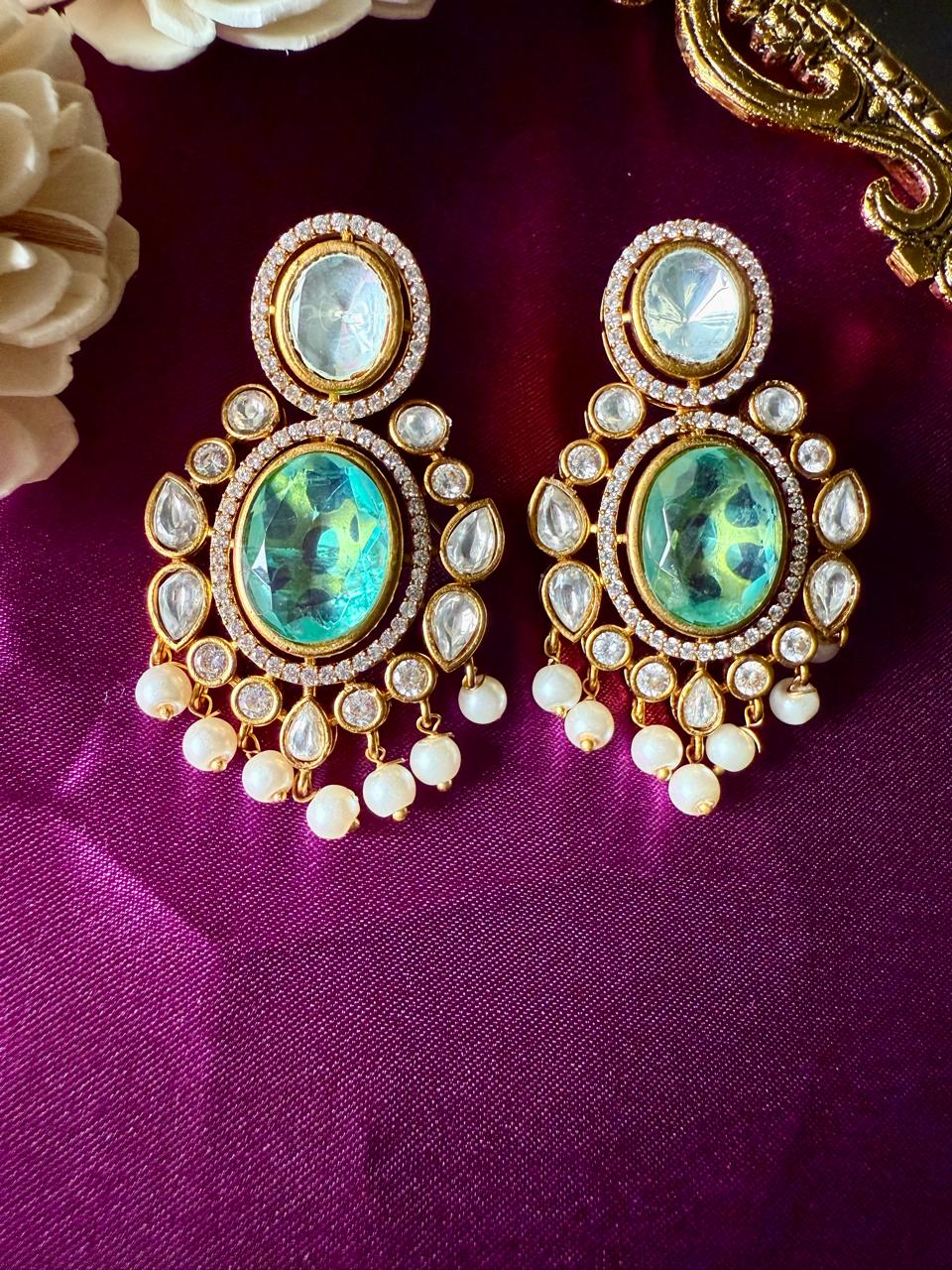 Noorvi pearl danglers - Mint