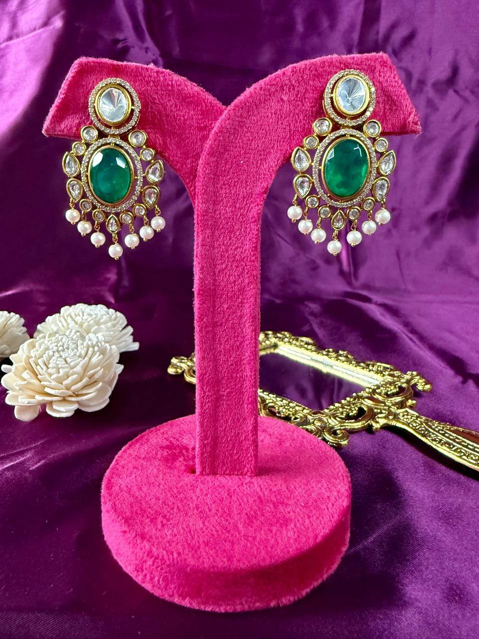 Noorvi pearl danglers - Green