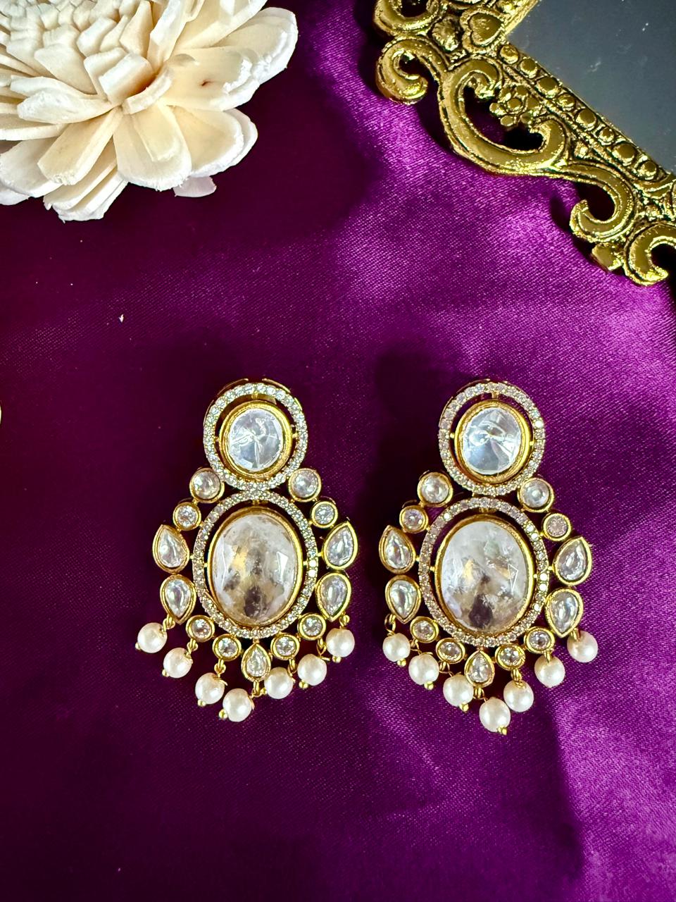 Noorvi pearl danglers - White