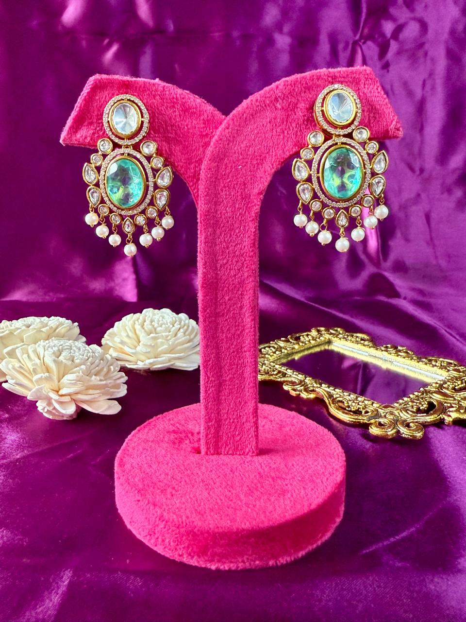 Noorvi pearl danglers - Mint
