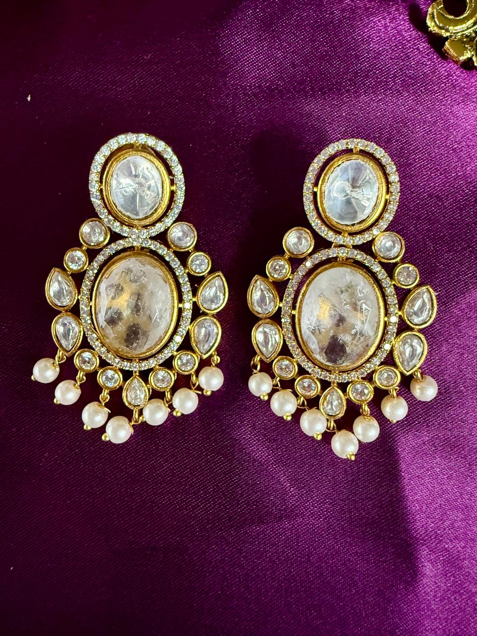 Noorvi pearl danglers - White