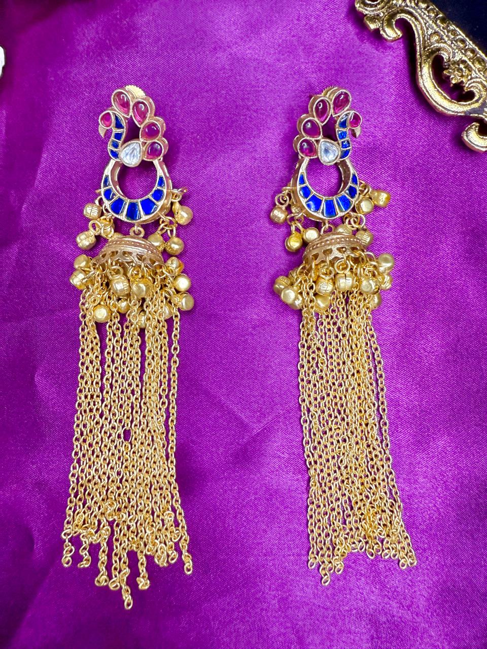 Mriganya fusion danglers - Magenta and Blue
