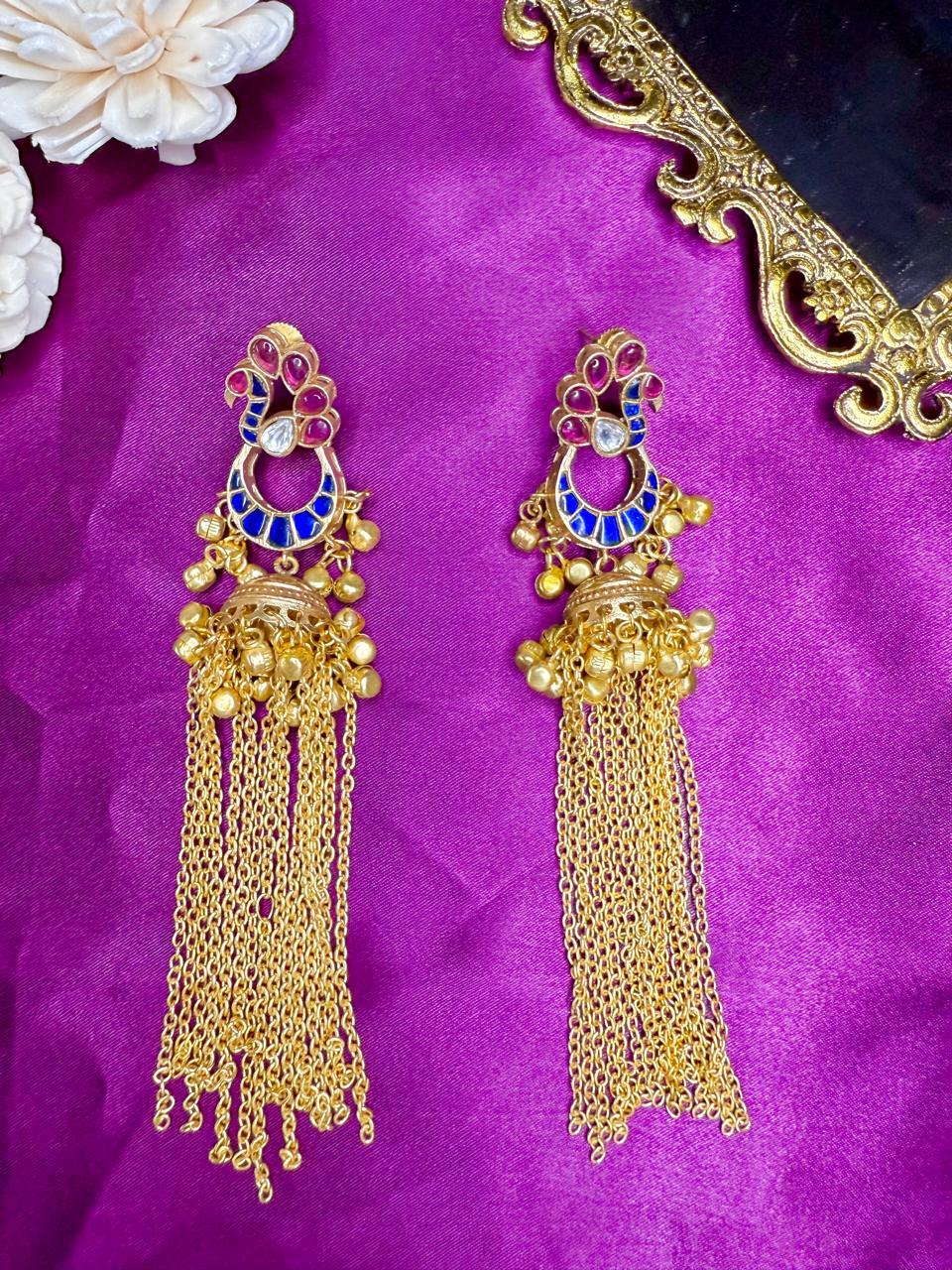 Mriganya fusion danglers - Magenta and Blue