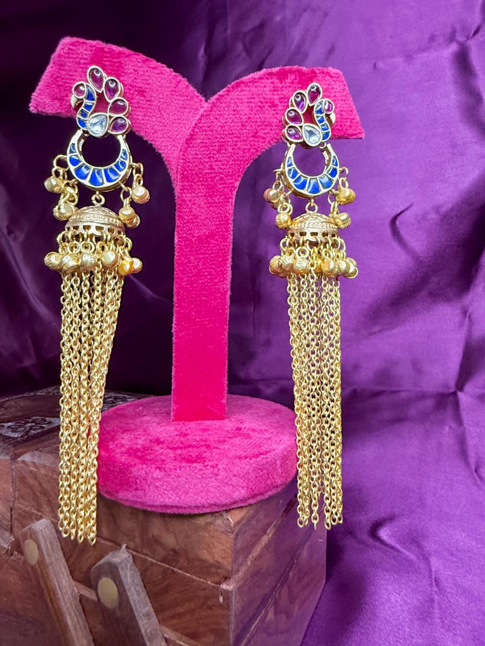 Mriganya fusion danglers - Magenta and Blue