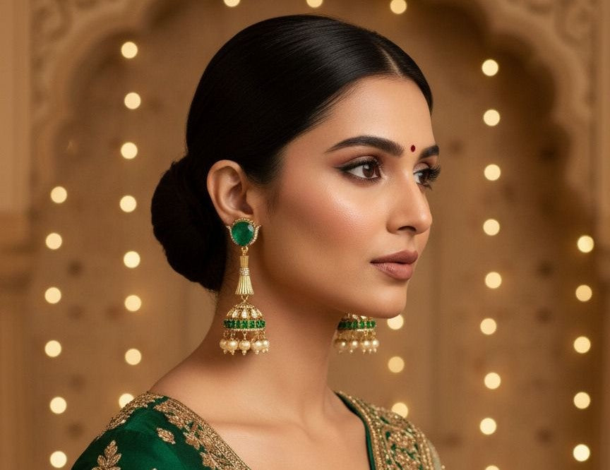 Nia jhumki danglers - Green