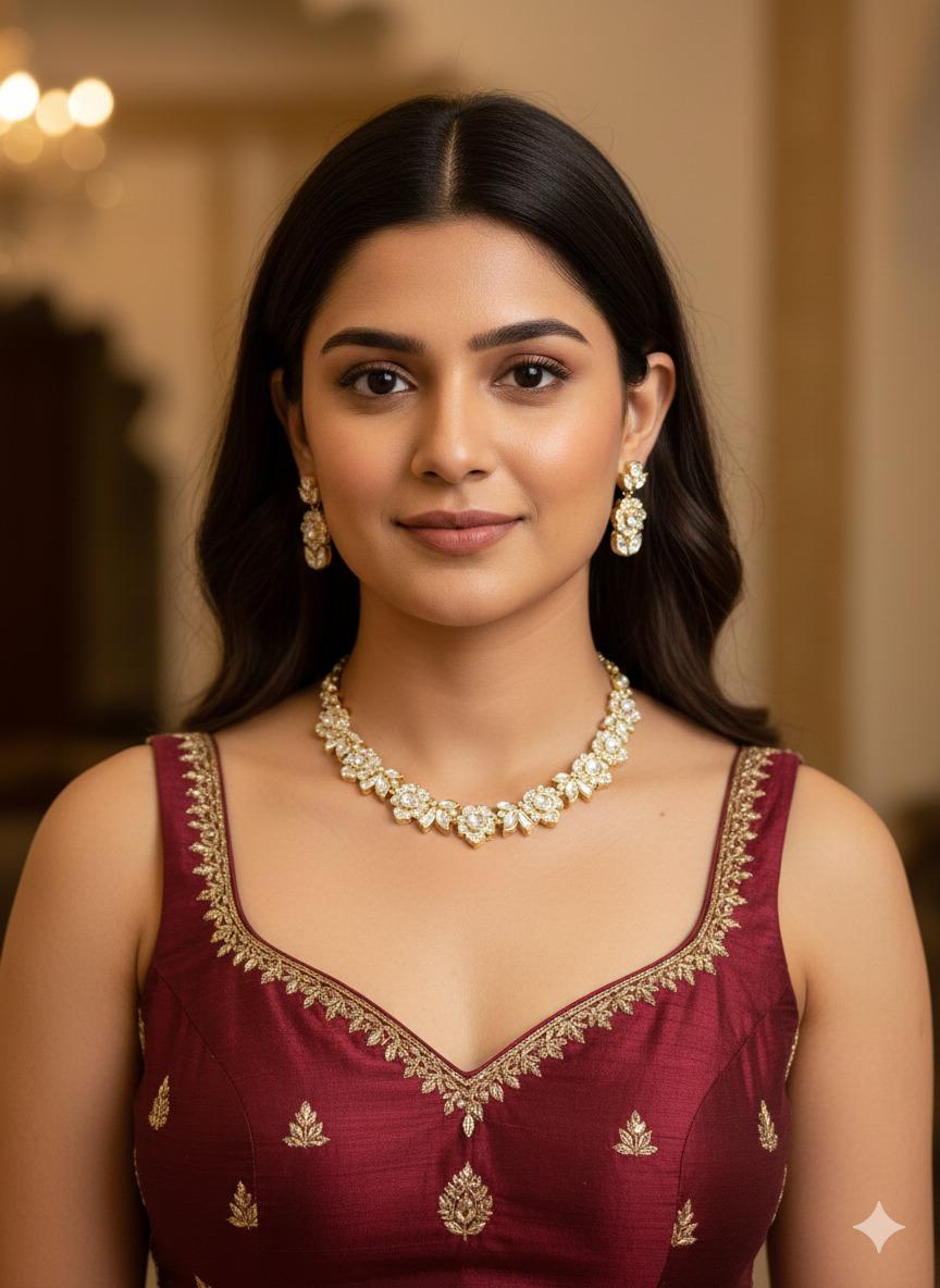 Rose necklace set - White