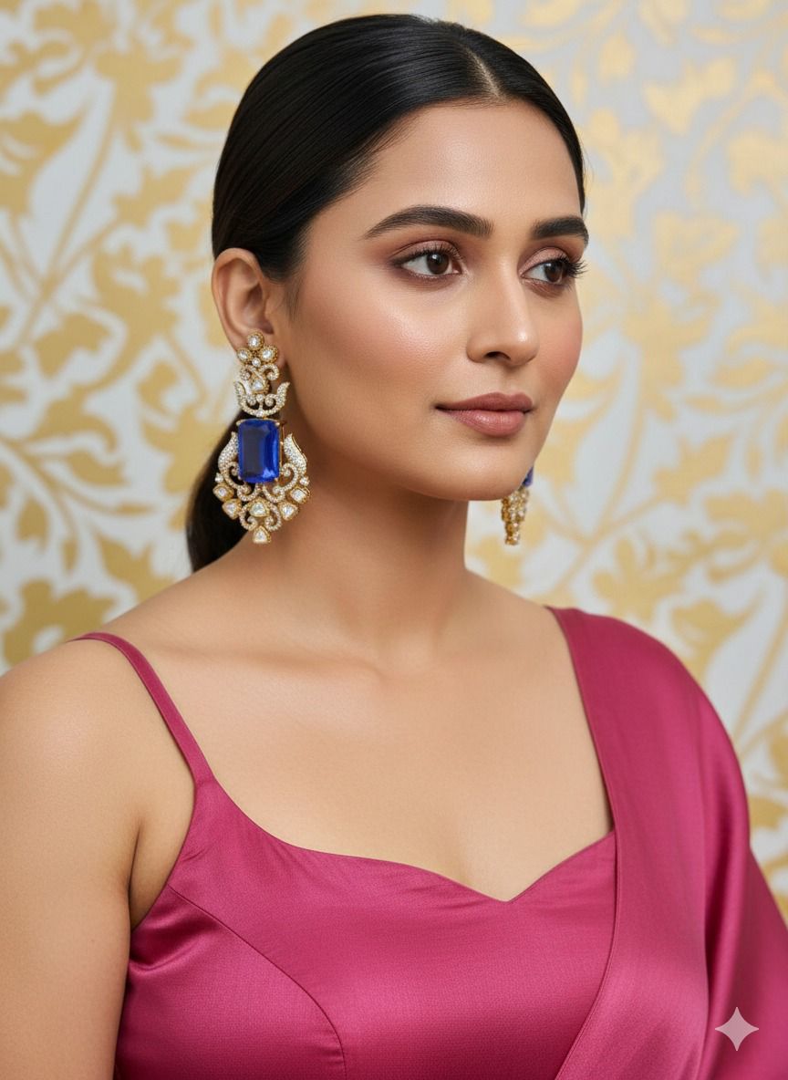 Sheena studded danglers - Blue