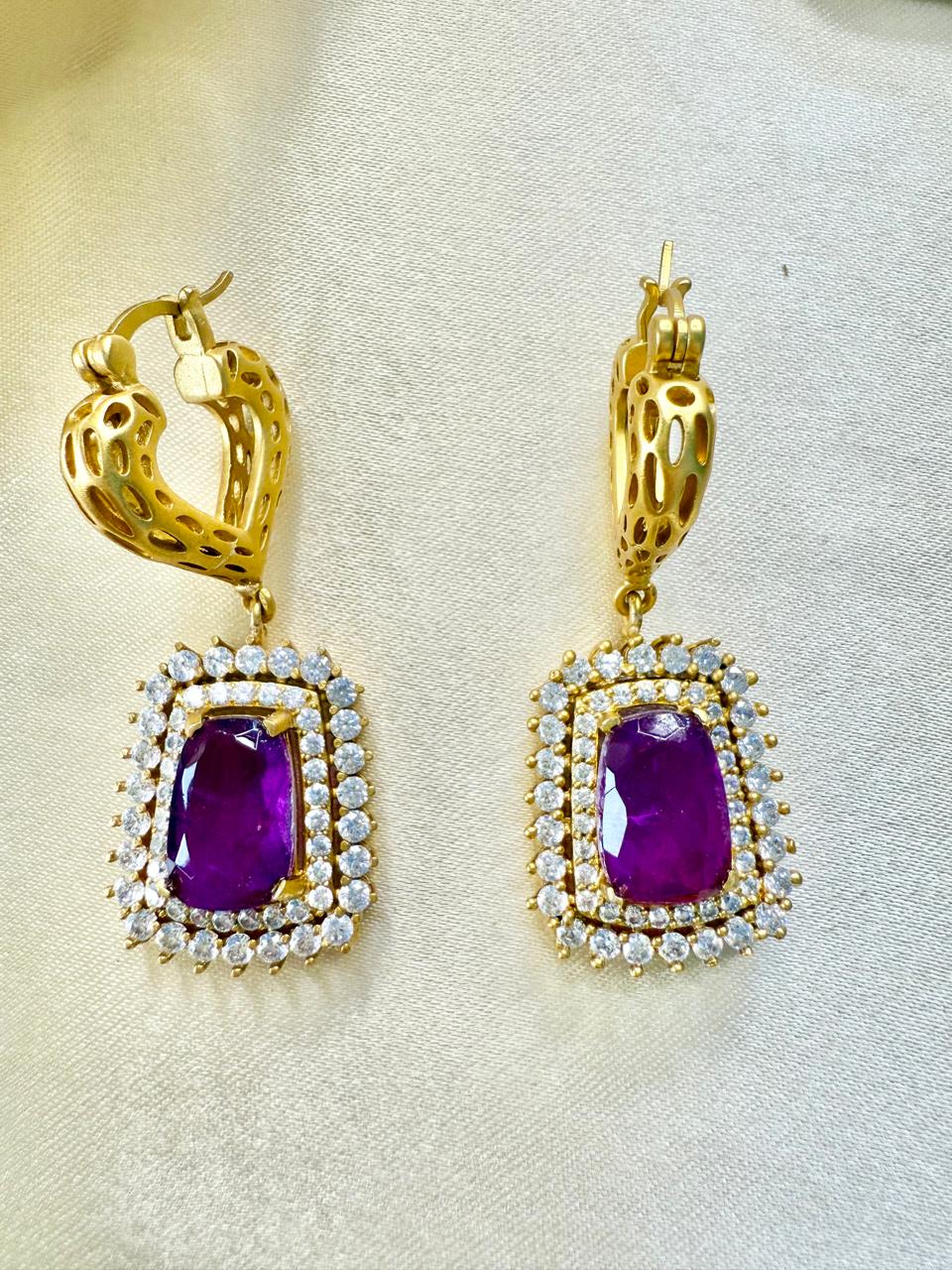 Saloni drop studs - Purple
