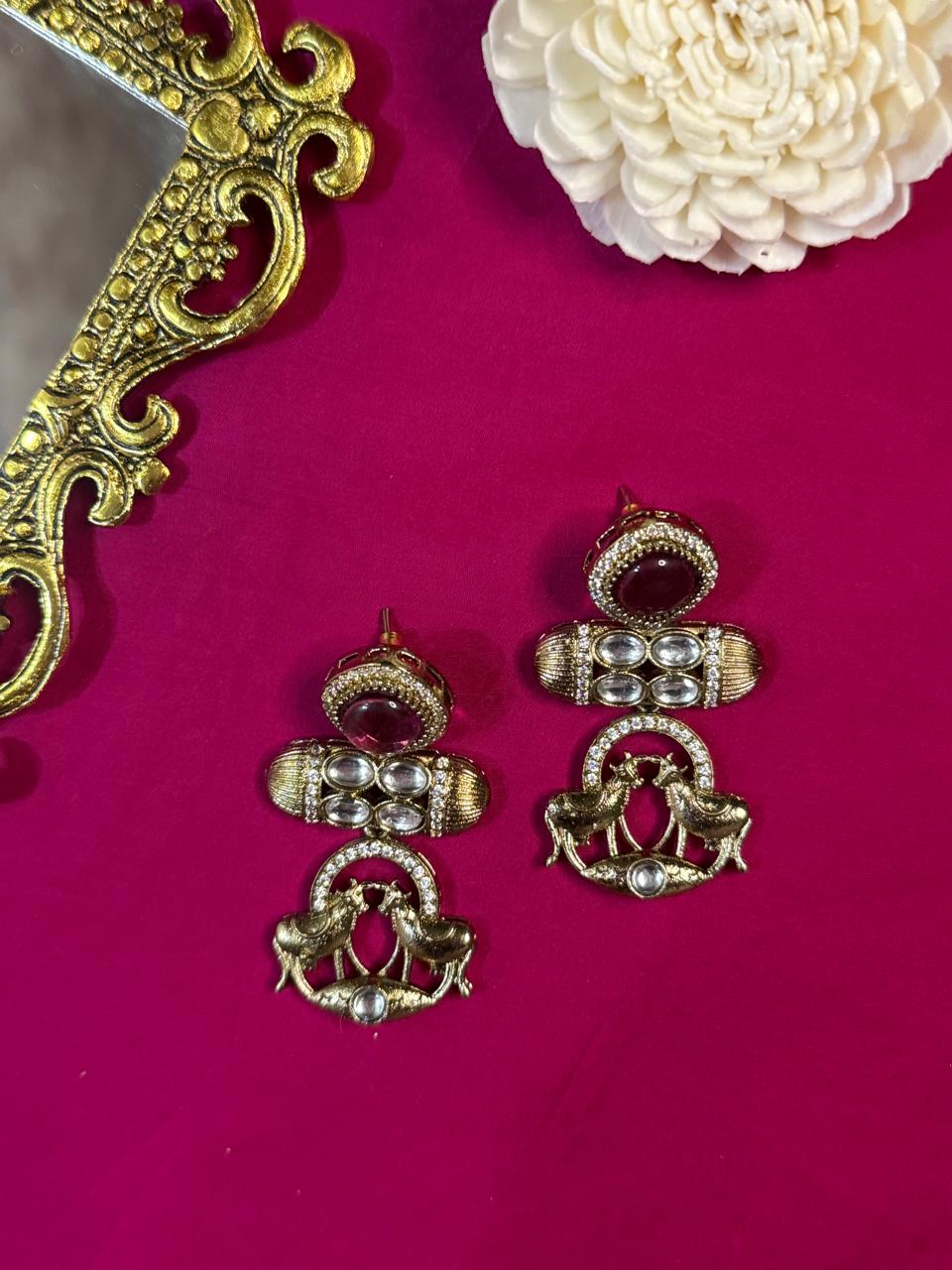 Radha danglers - Rani Pink