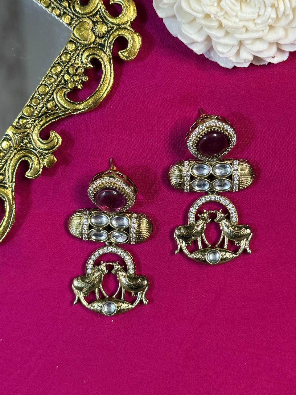 Radha danglers - Rani Pink