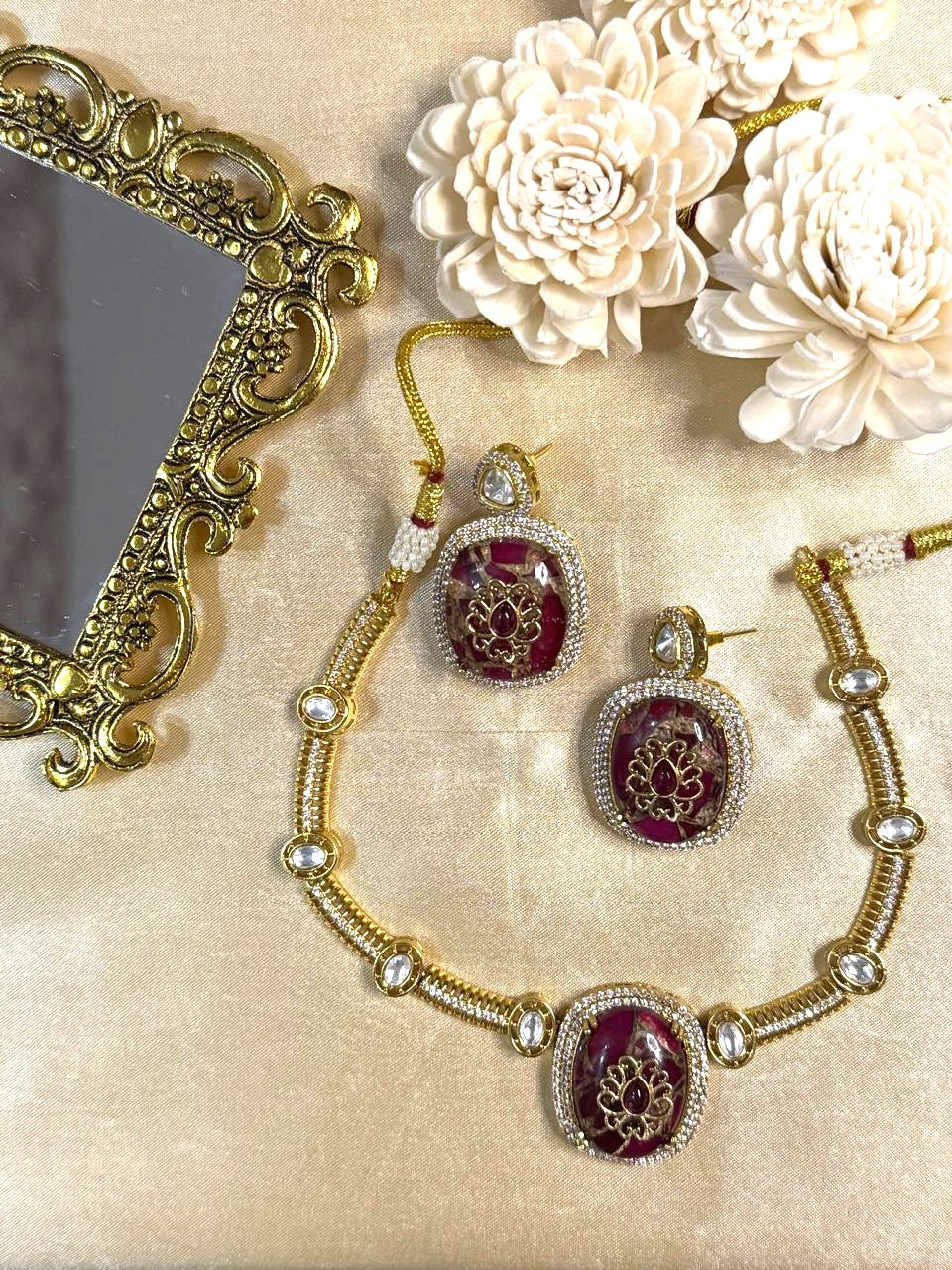 Anaya Necklace Set - Magenta