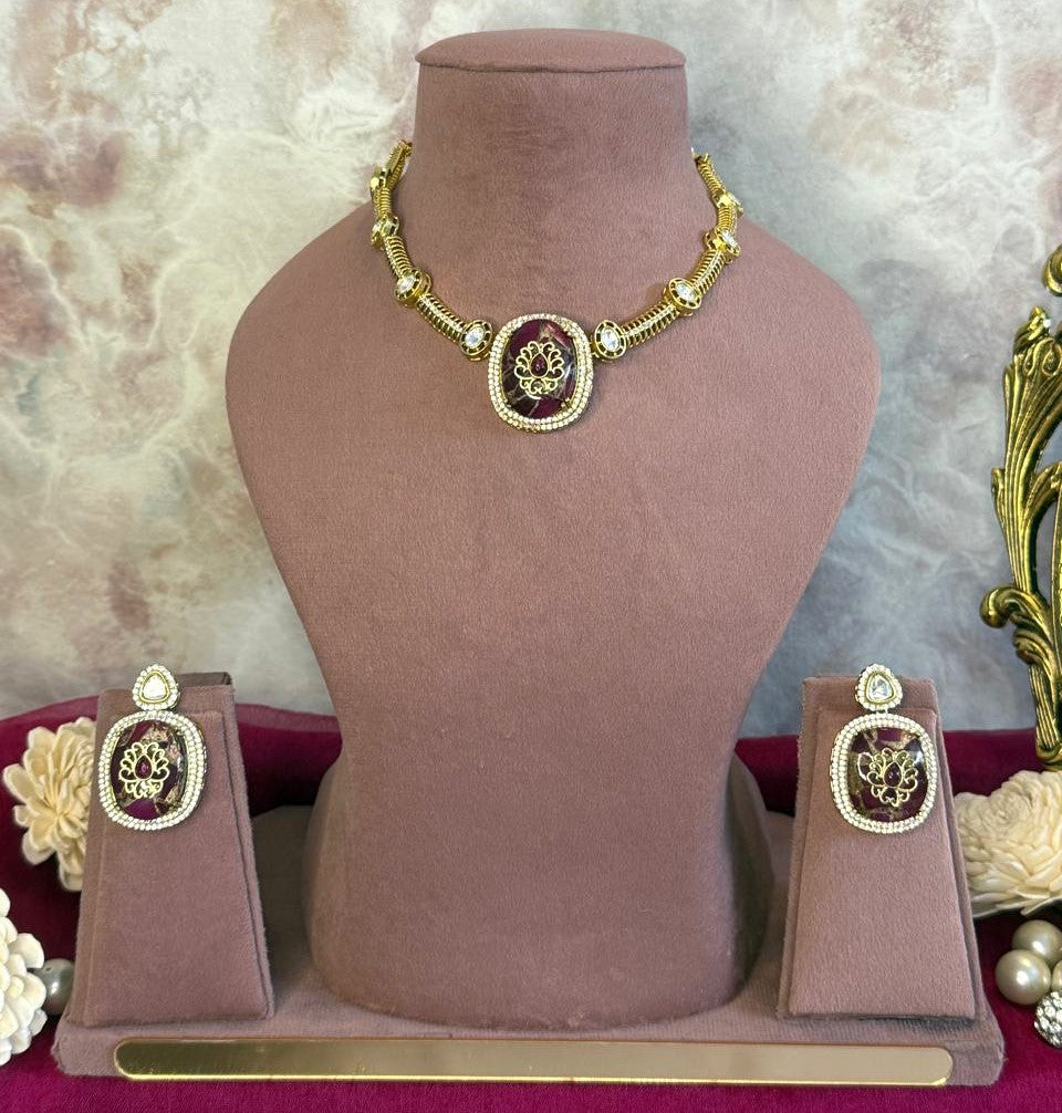 Anaya Necklace Set - Magenta