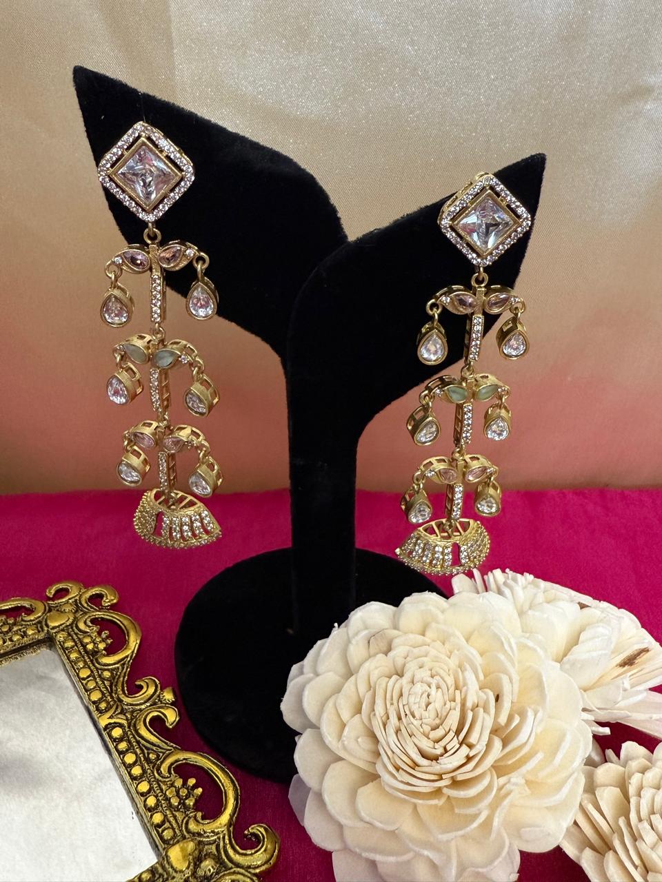 Niraya danglers - Mint & Pink