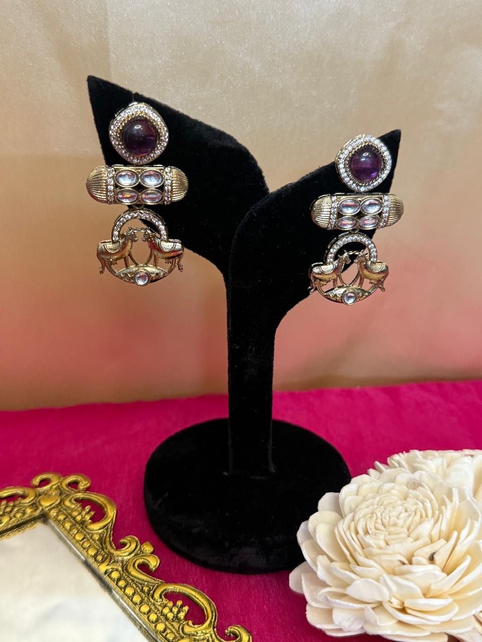 Radha danglers - Rani Pink