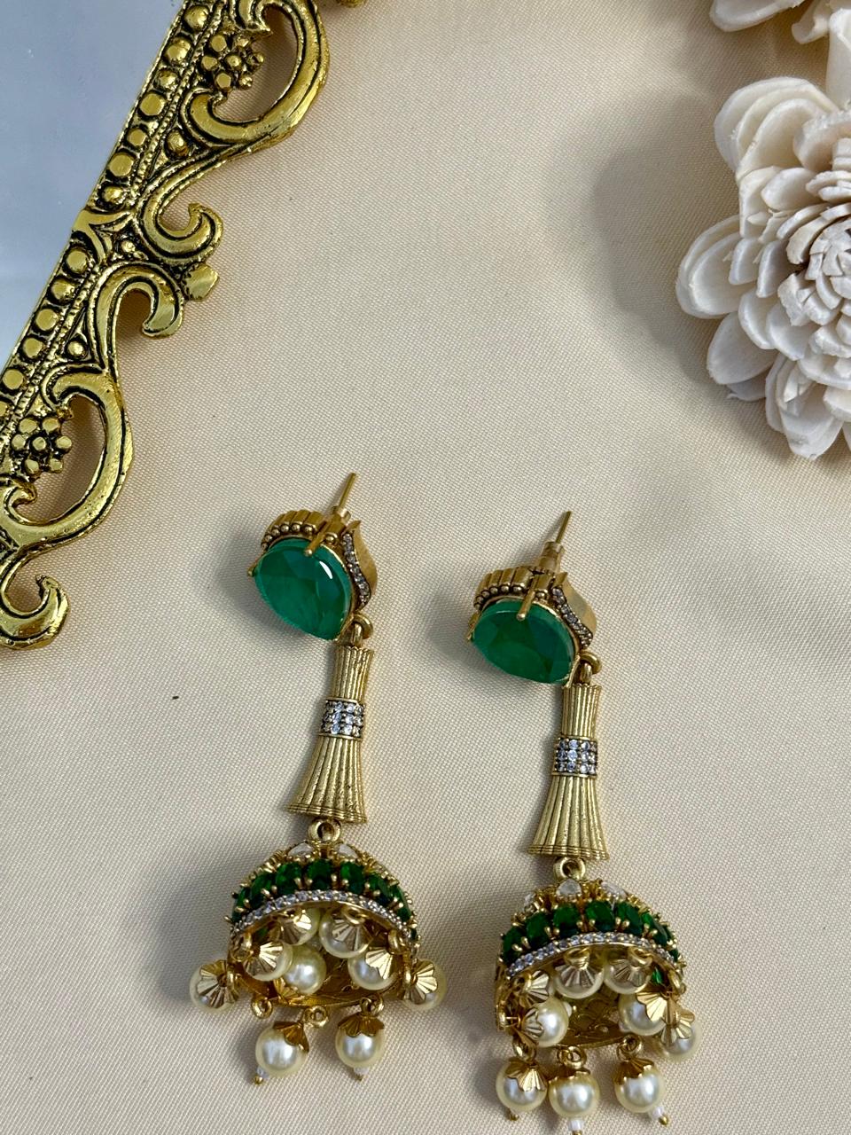 Nia jhumki danglers - Green