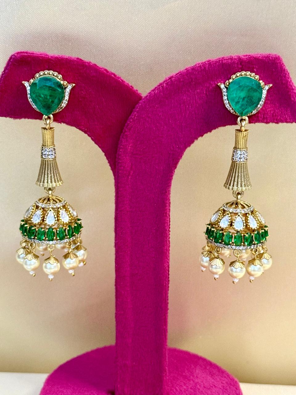 Nia jhumki danglers - Green