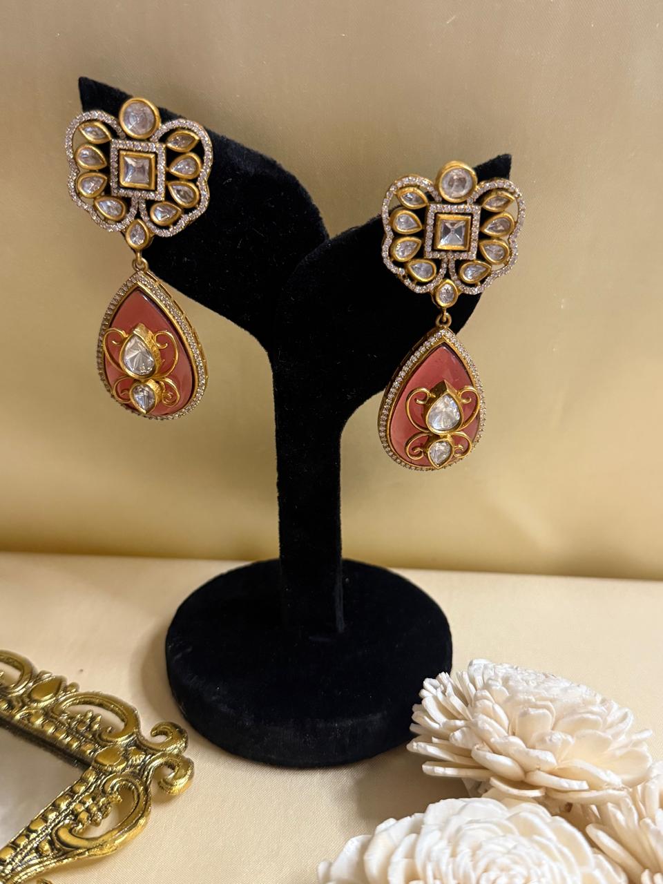 Evaara stone danglers - Ruby