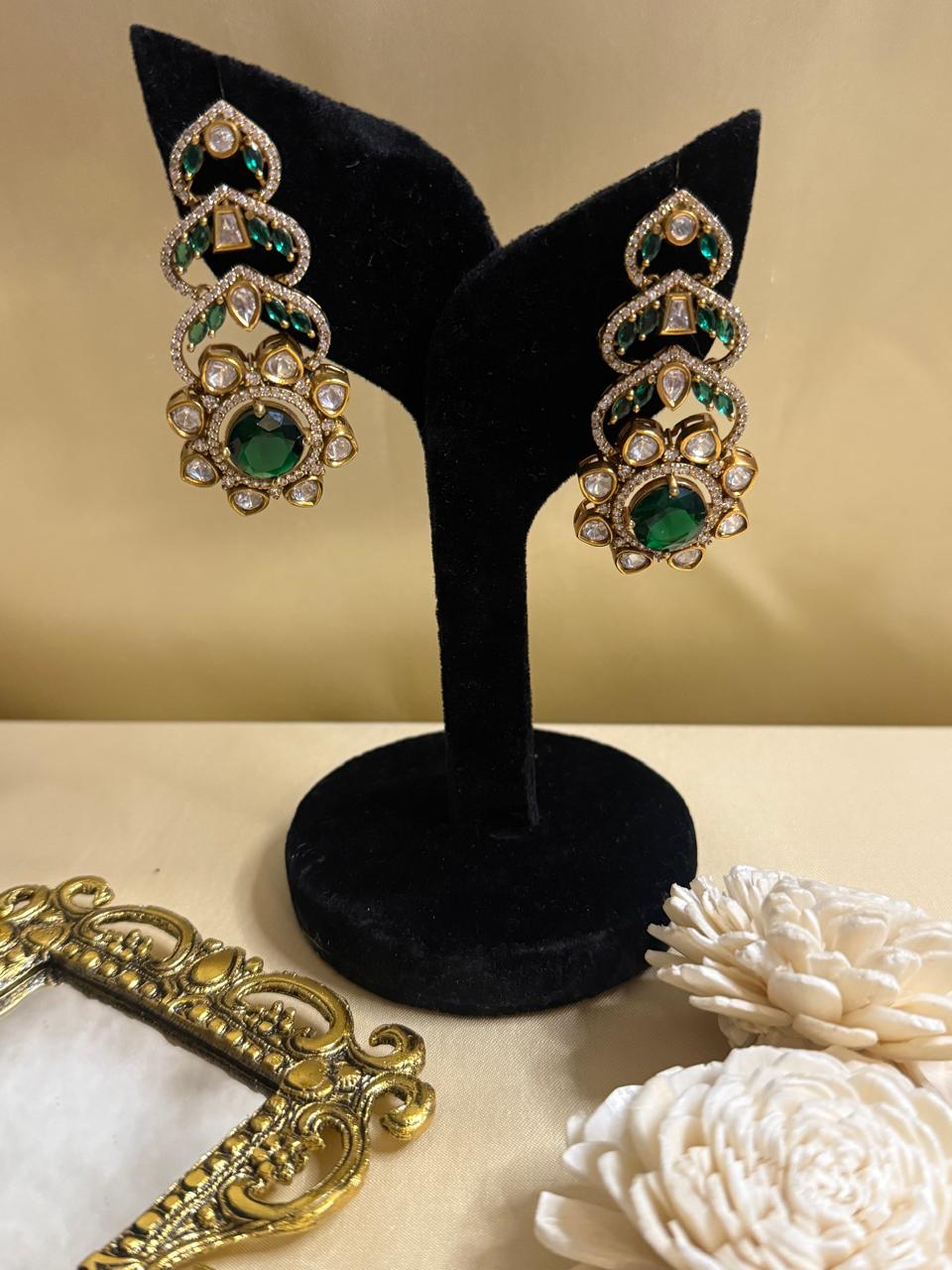 Ziya stone danglers - Green