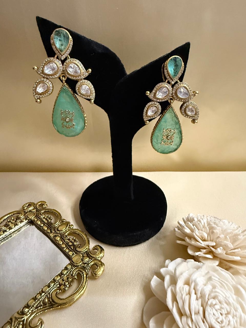 Aaira stone danglers - Mint