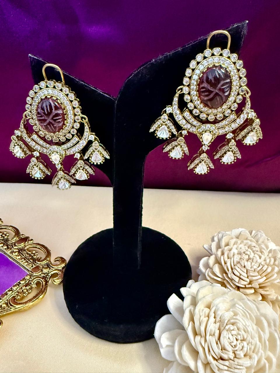 Roohi chandelier danglers - Ruby