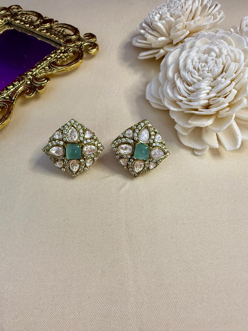 Saanvi stone studs - Mint