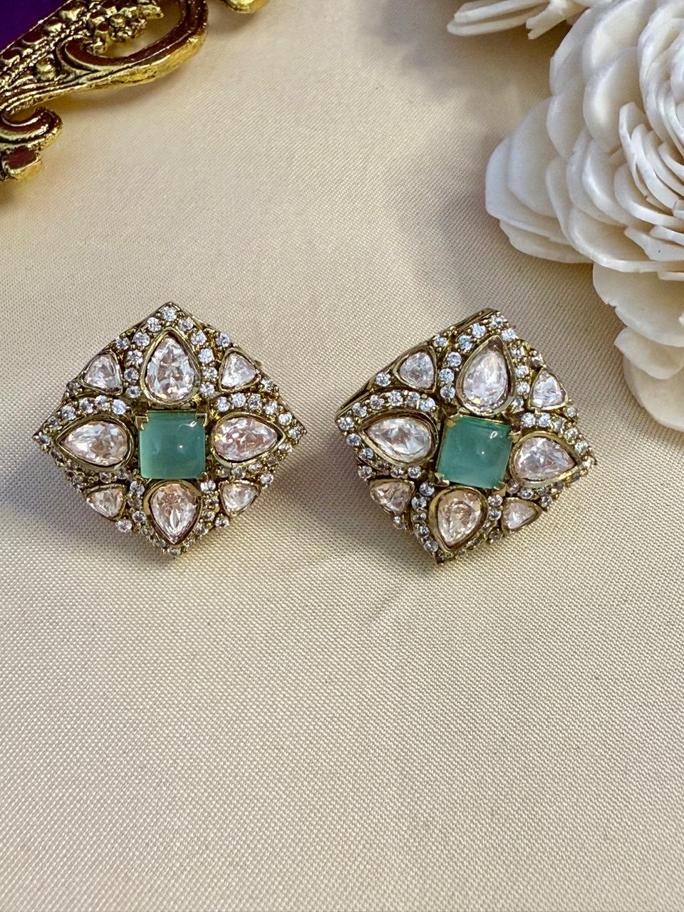 Saanvi stone studs - Mint