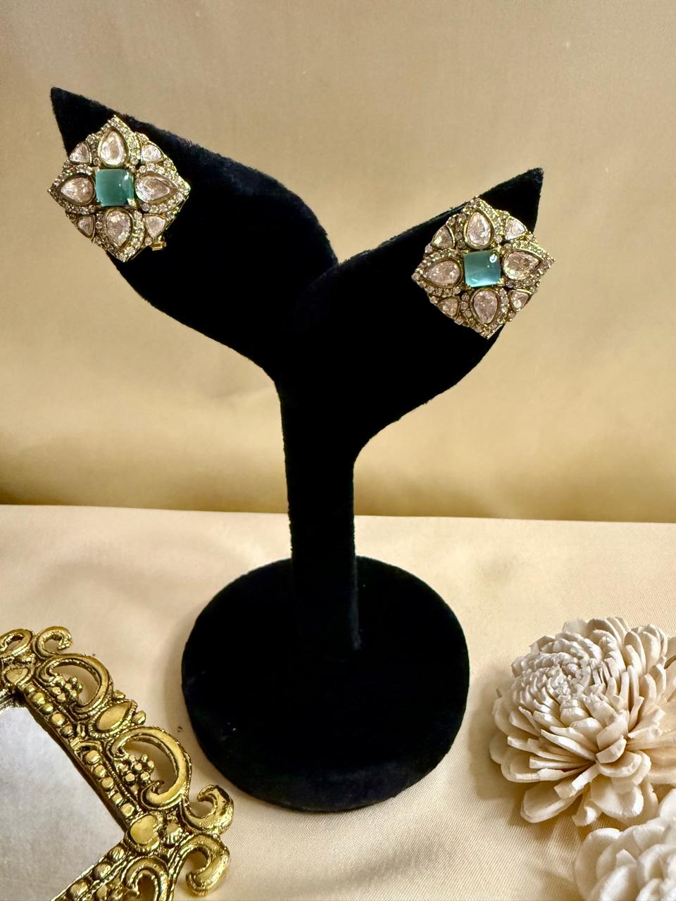Saanvi stone studs - Mint