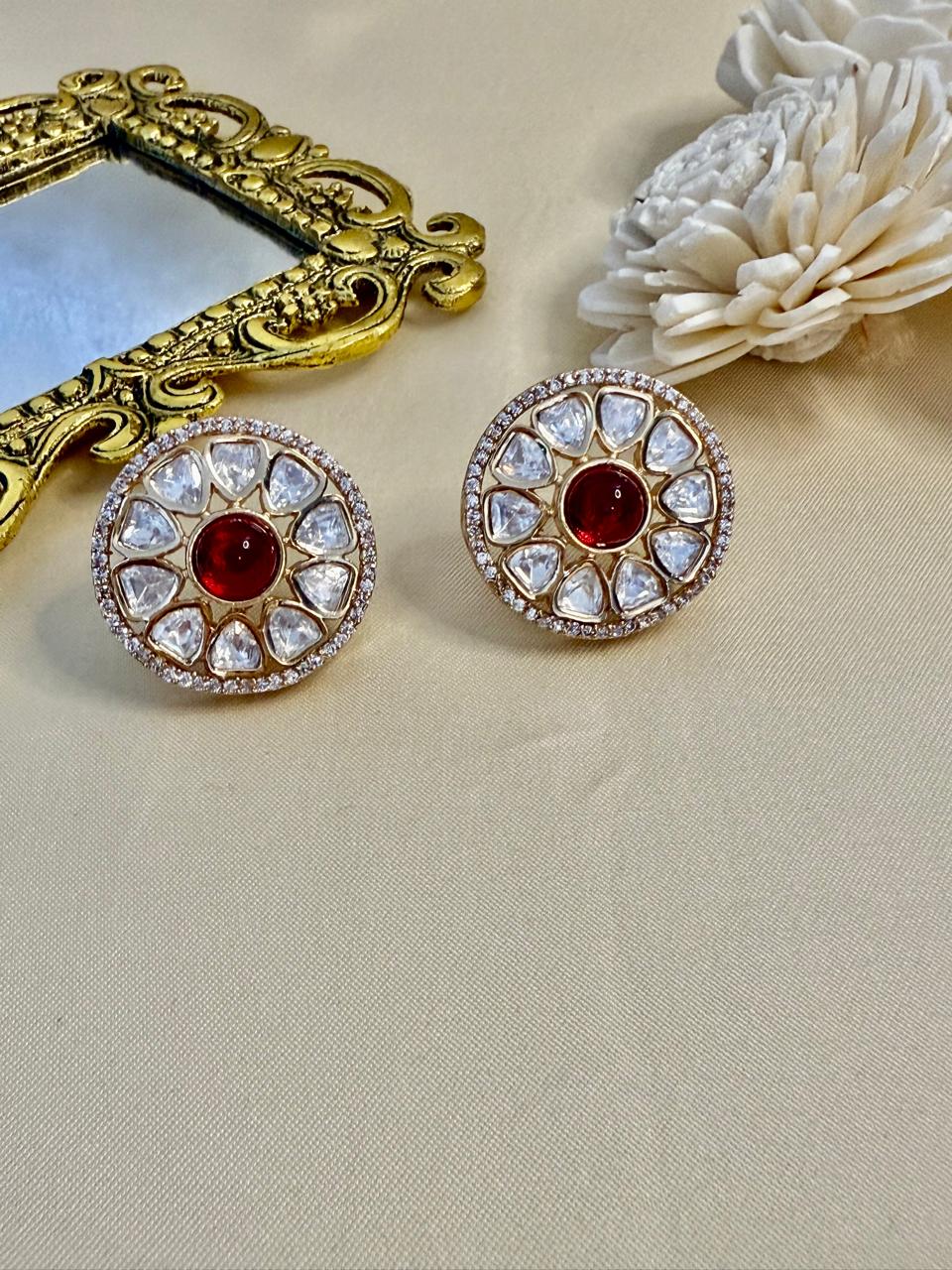 Amaya stone studs - Red