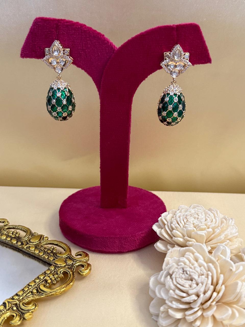 Zunaira drop danglers - Green