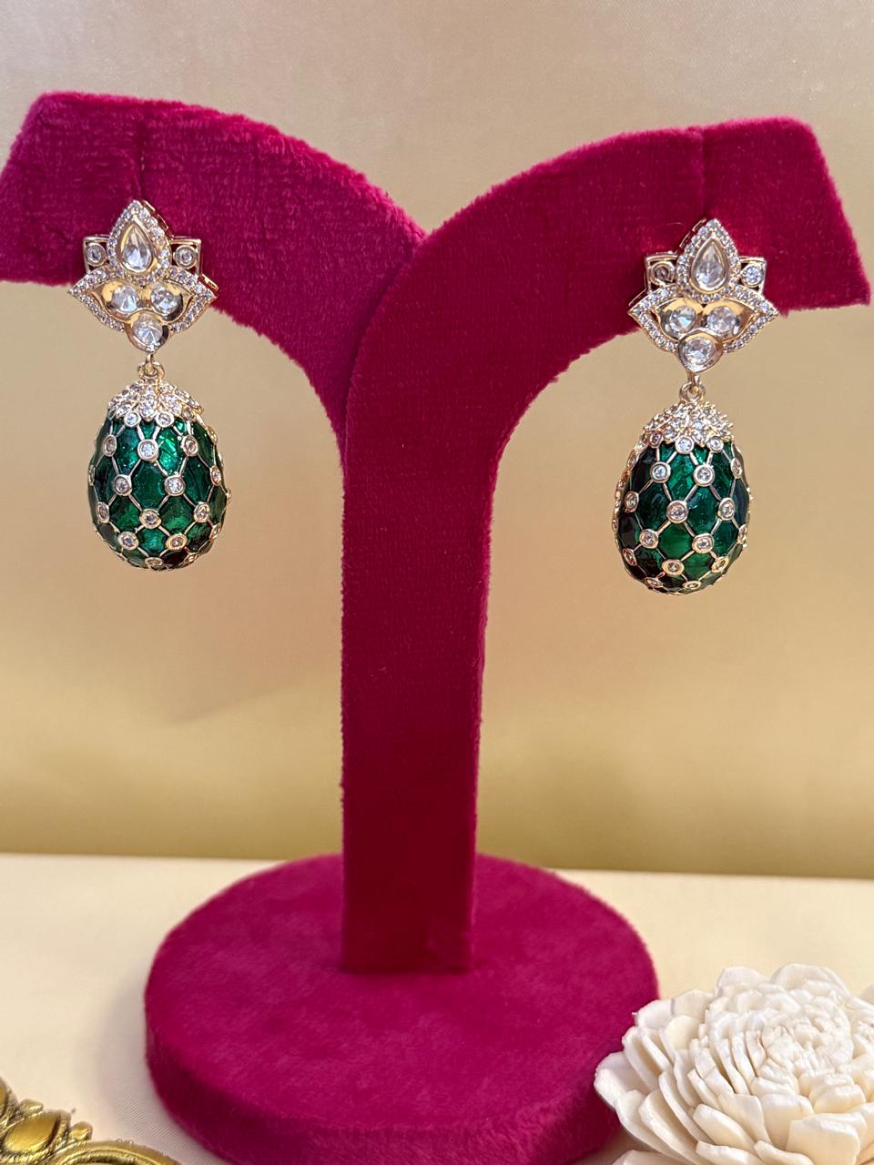 Zunaira drop danglers - Green