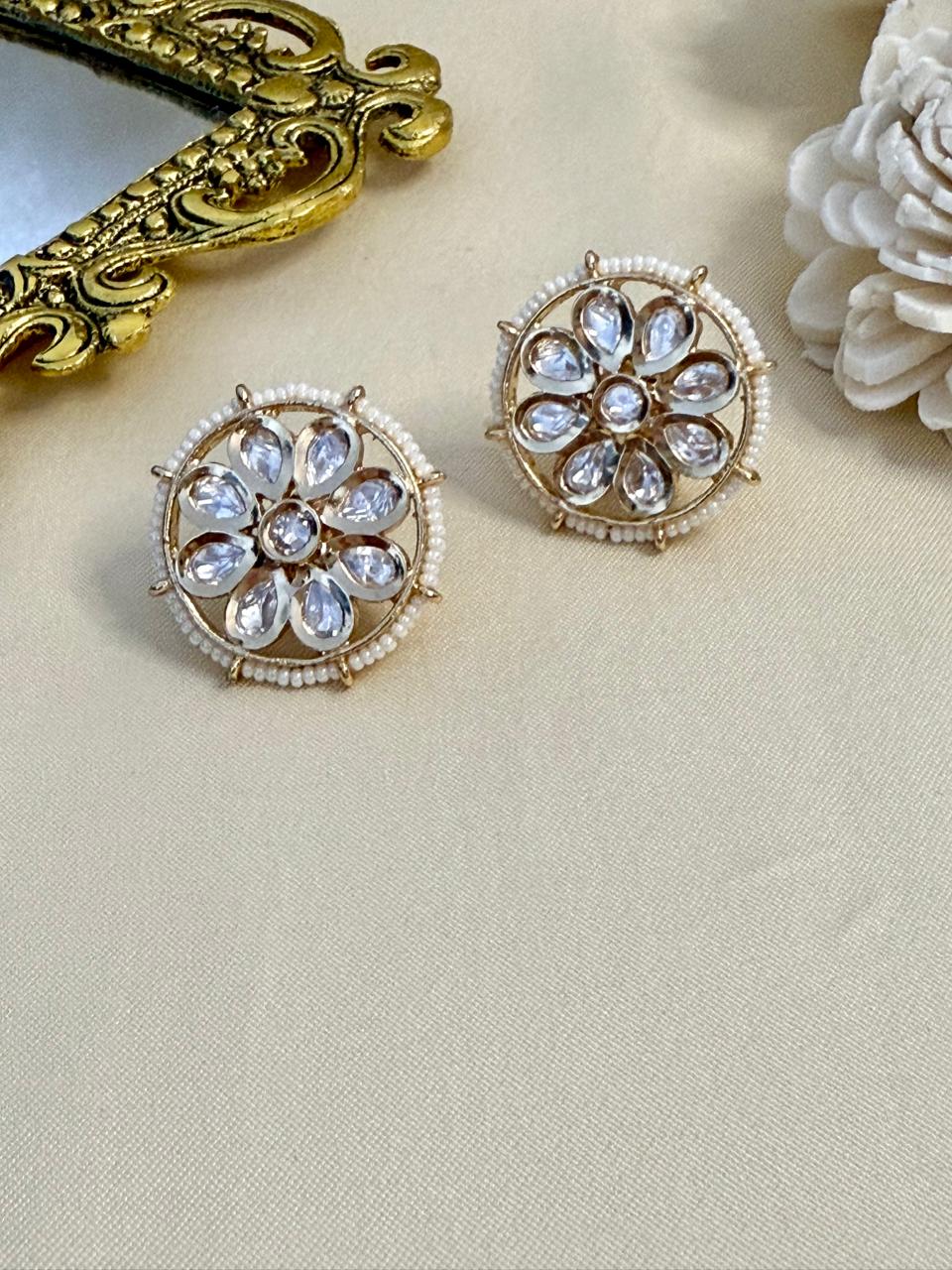 Eira stone studs - White
