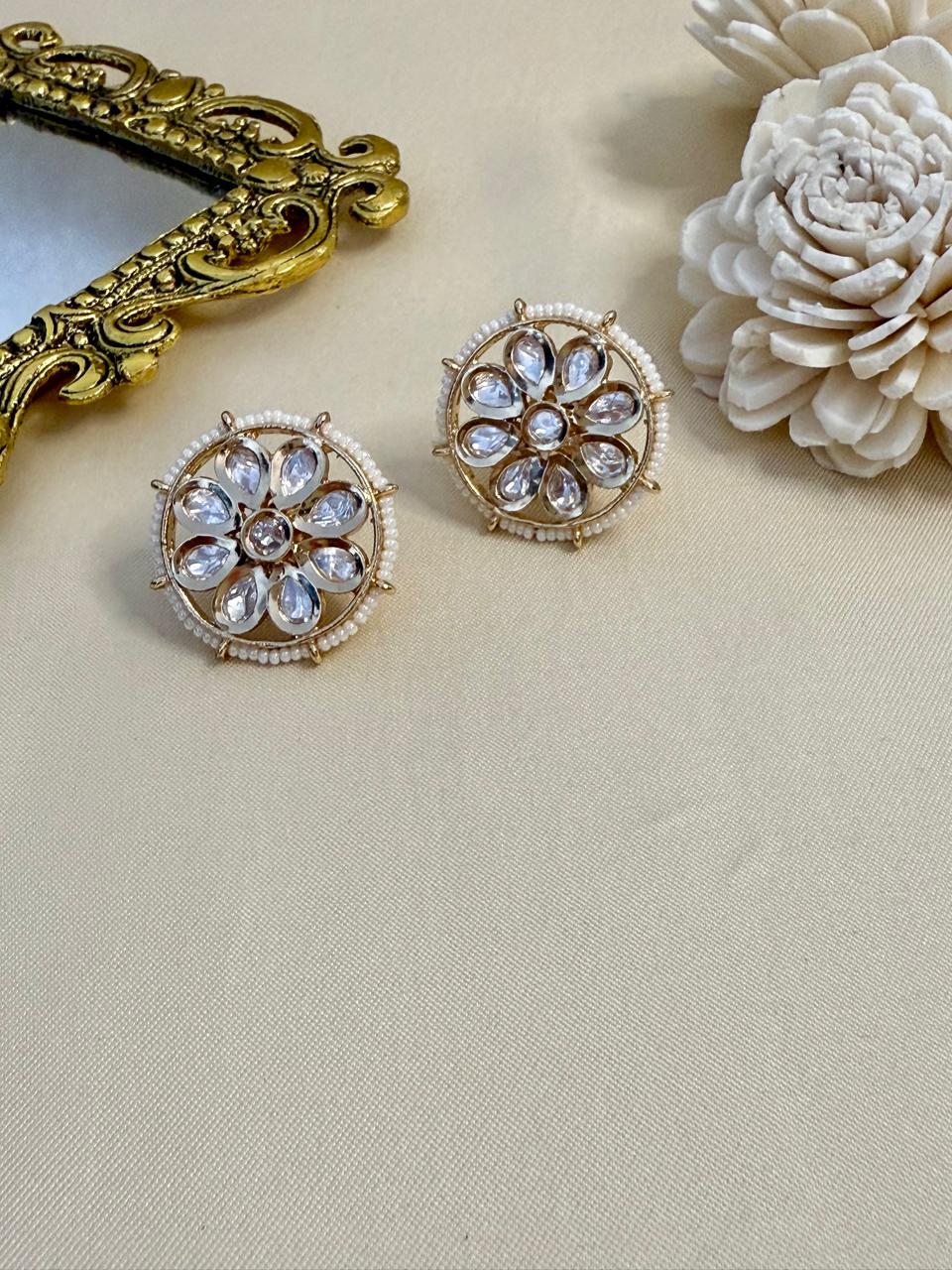 Eira stone studs - White