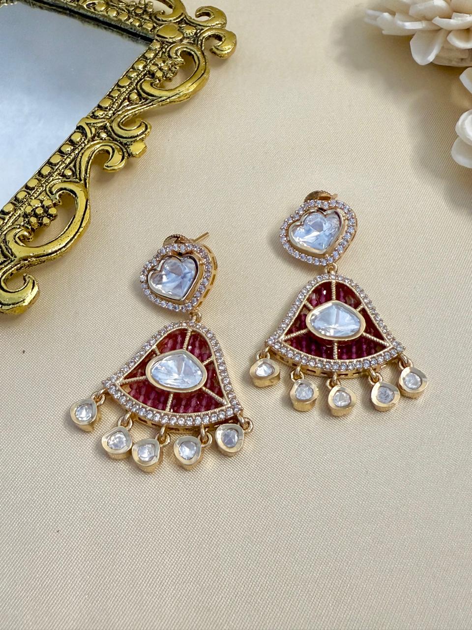 Alira mini stone danglers - Ruby