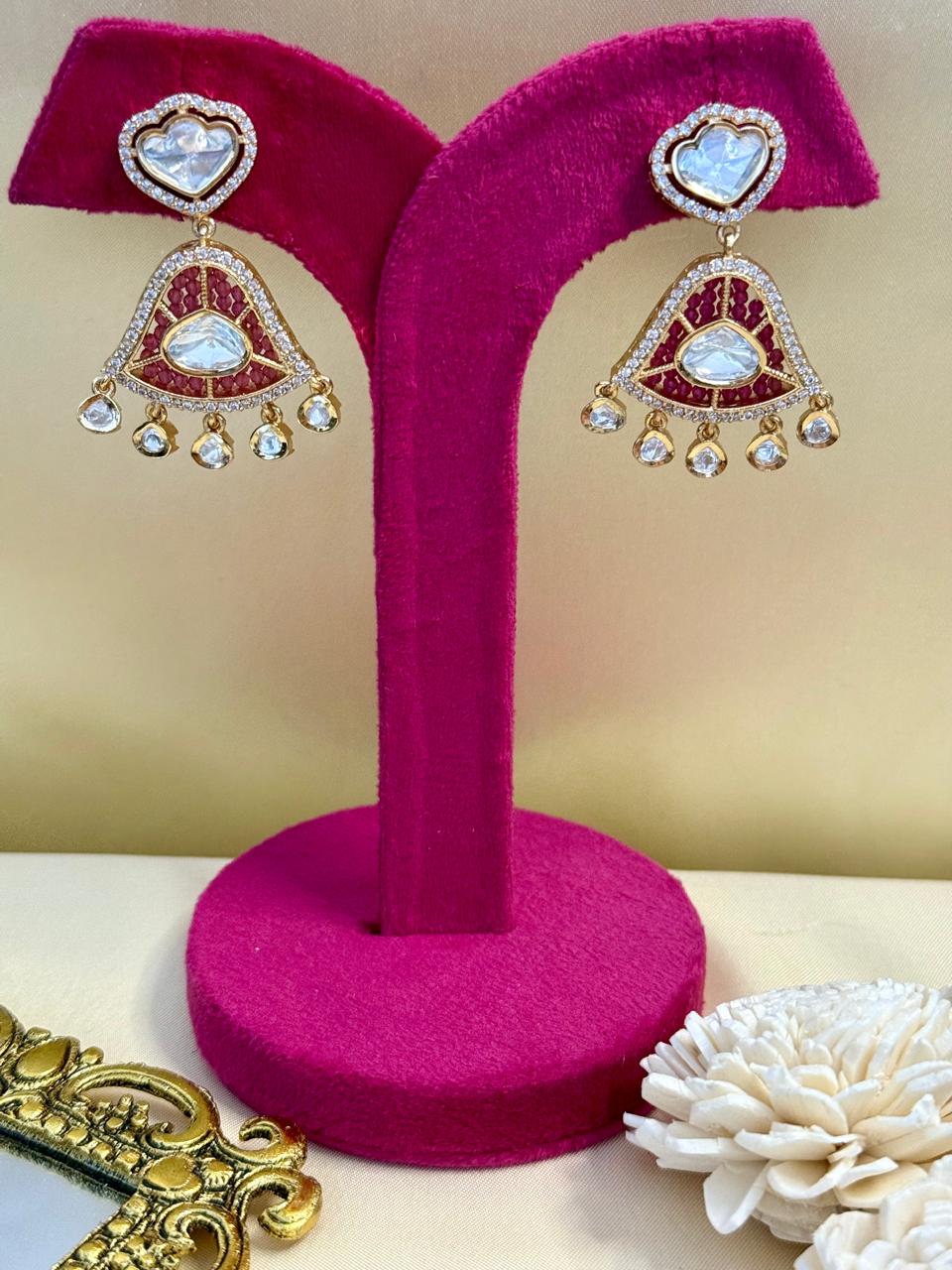 Alira mini stone danglers - Ruby