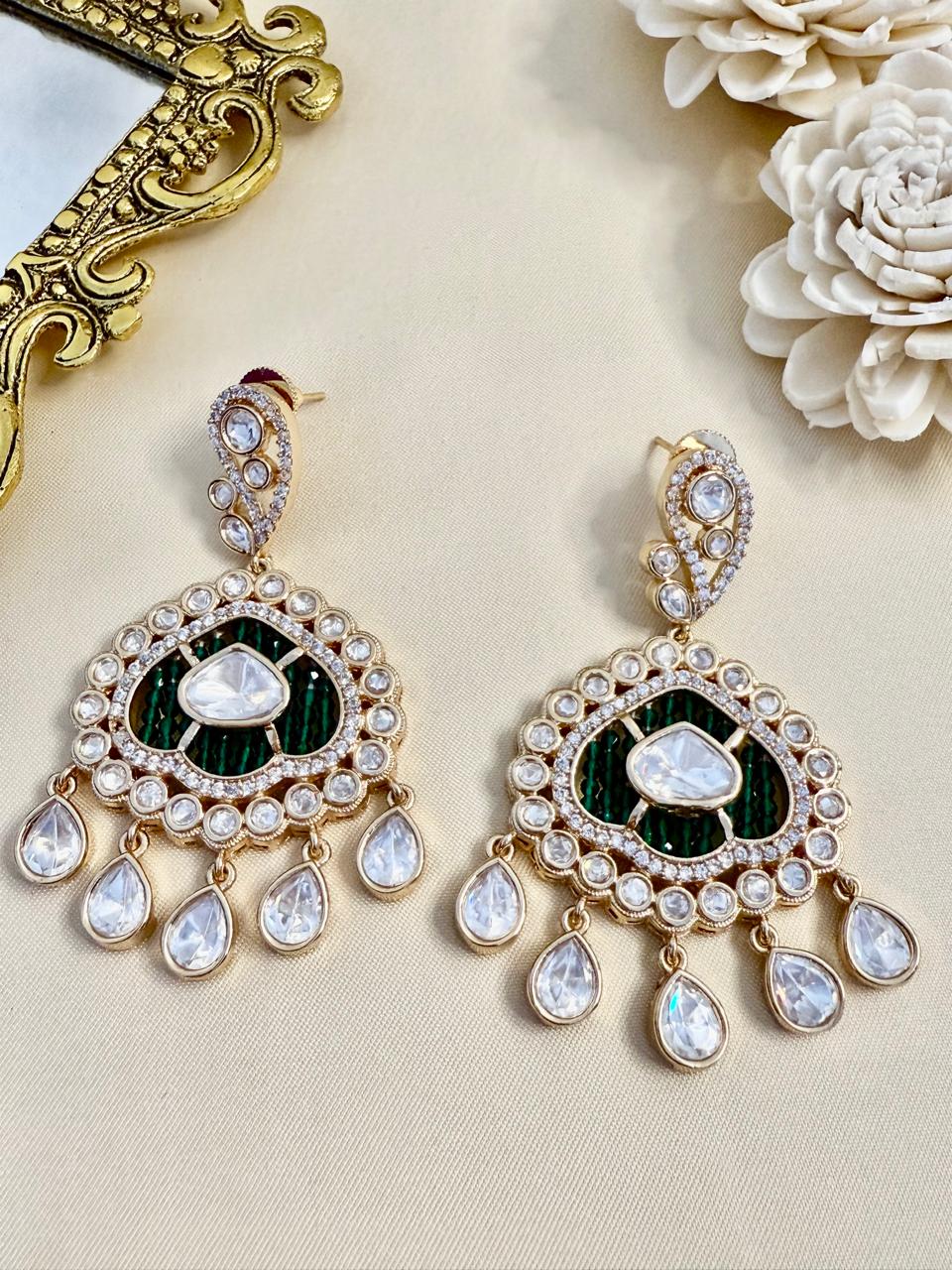 Alira stone danglers - Green