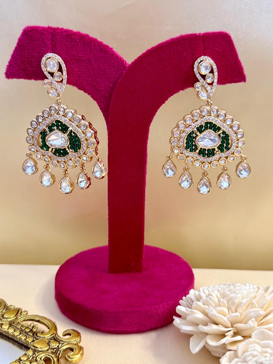 Alira stone danglers - Green