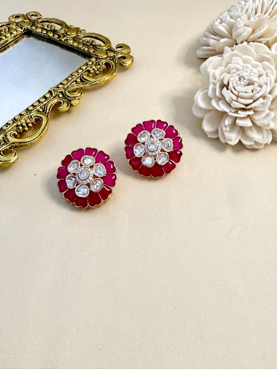 Elina stone studs - Ruby