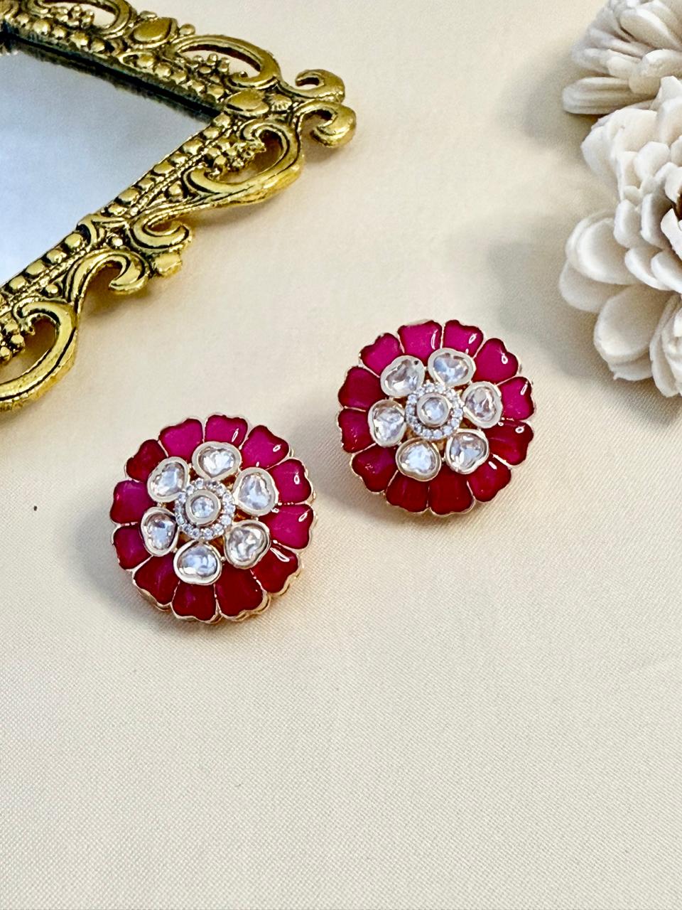 Elina stone studs - Ruby