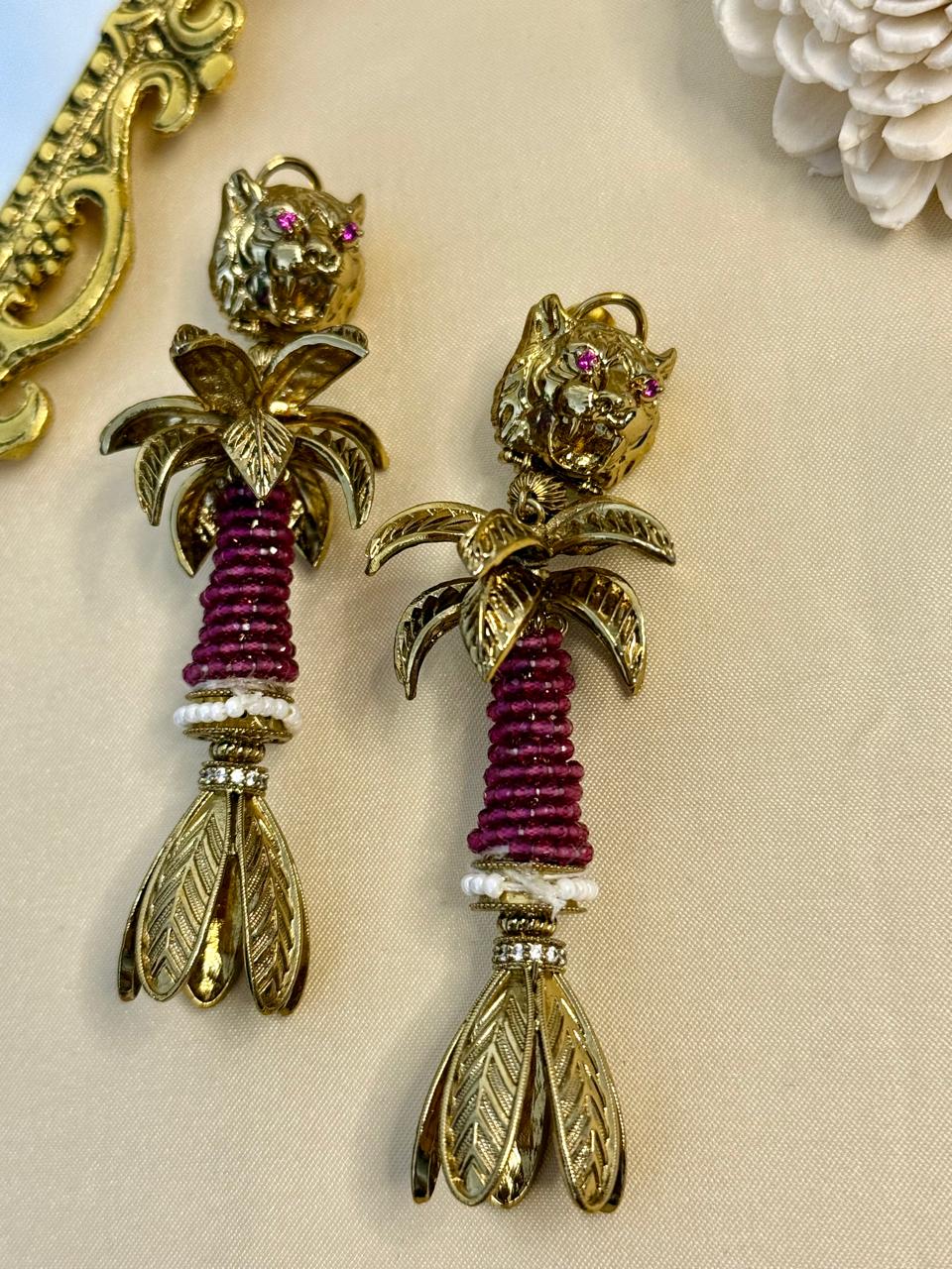Boho baagh danglers - Magenta