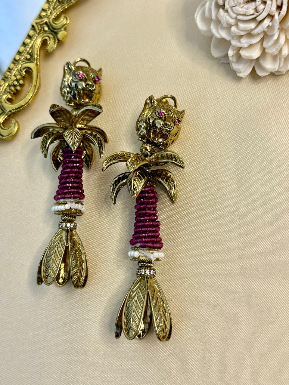 Boho baagh danglers - Magenta