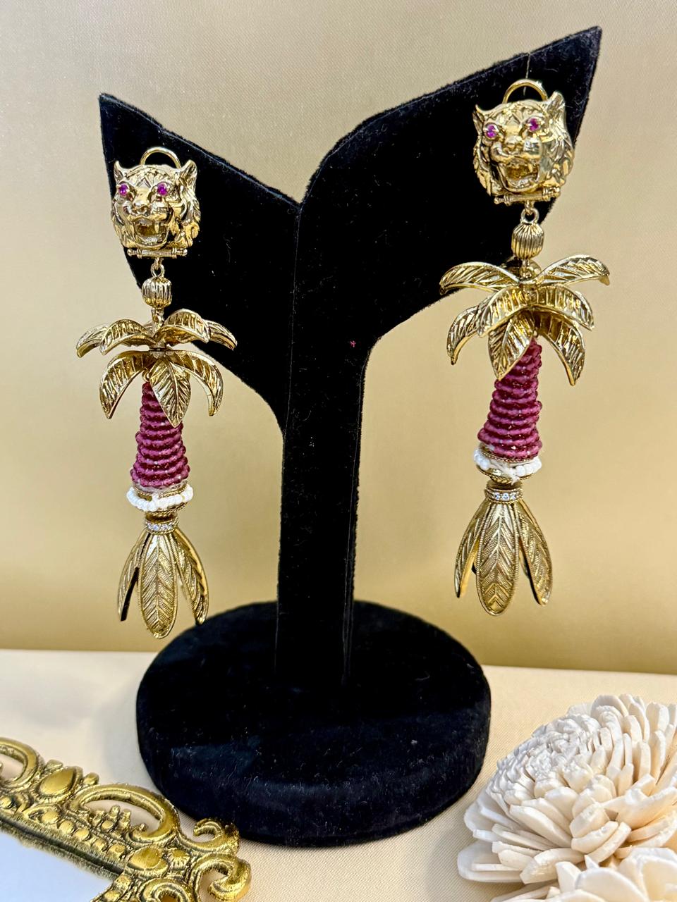 Boho baagh danglers - Magenta