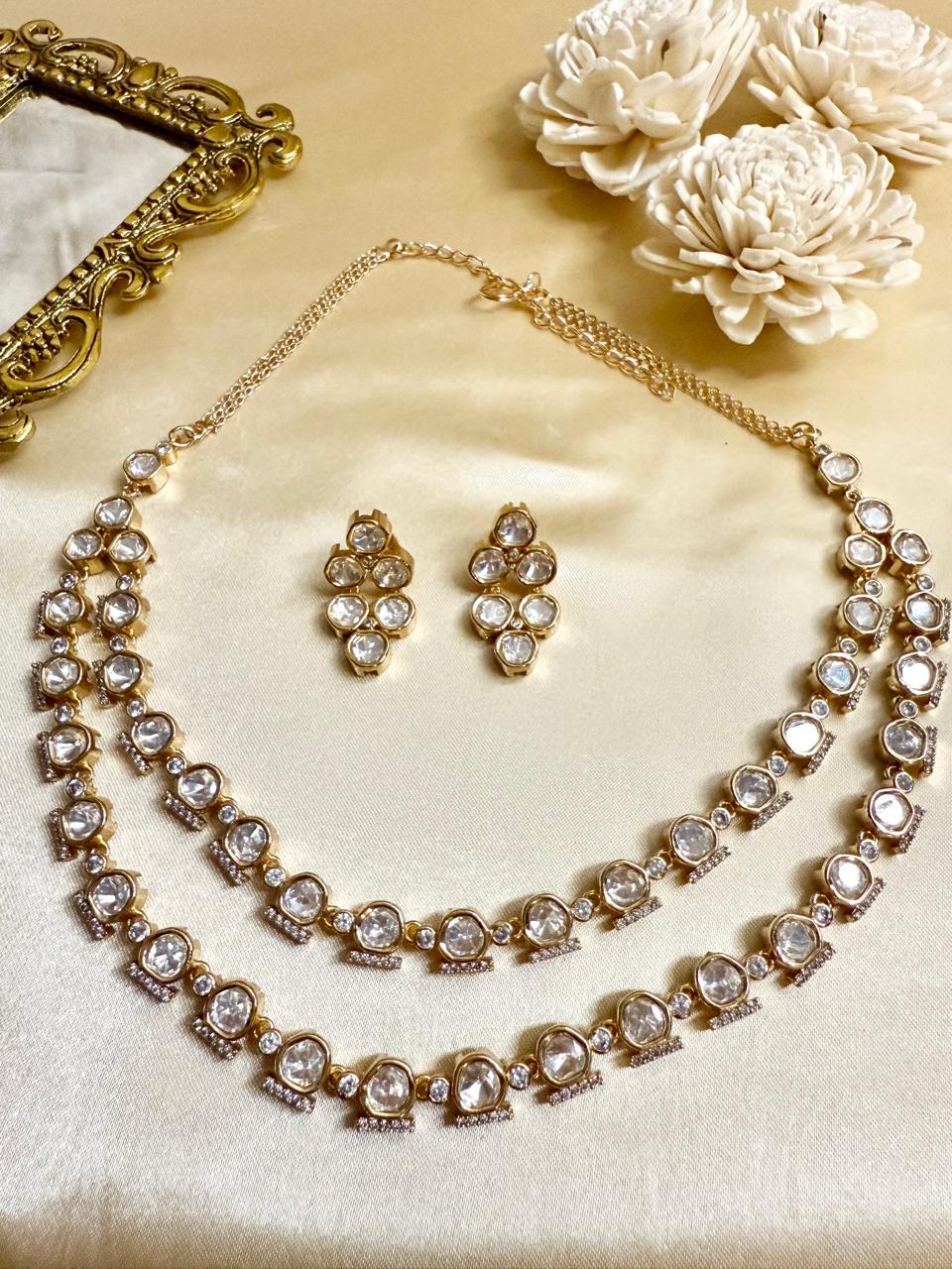 Aurelia double layered Necklace Set - White