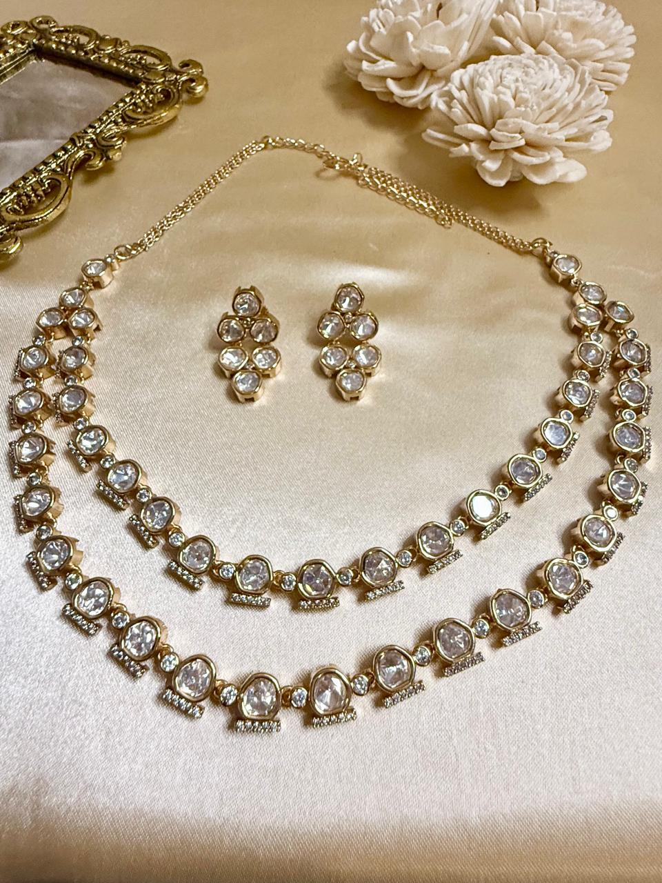 Aurelia double layered Necklace Set - White