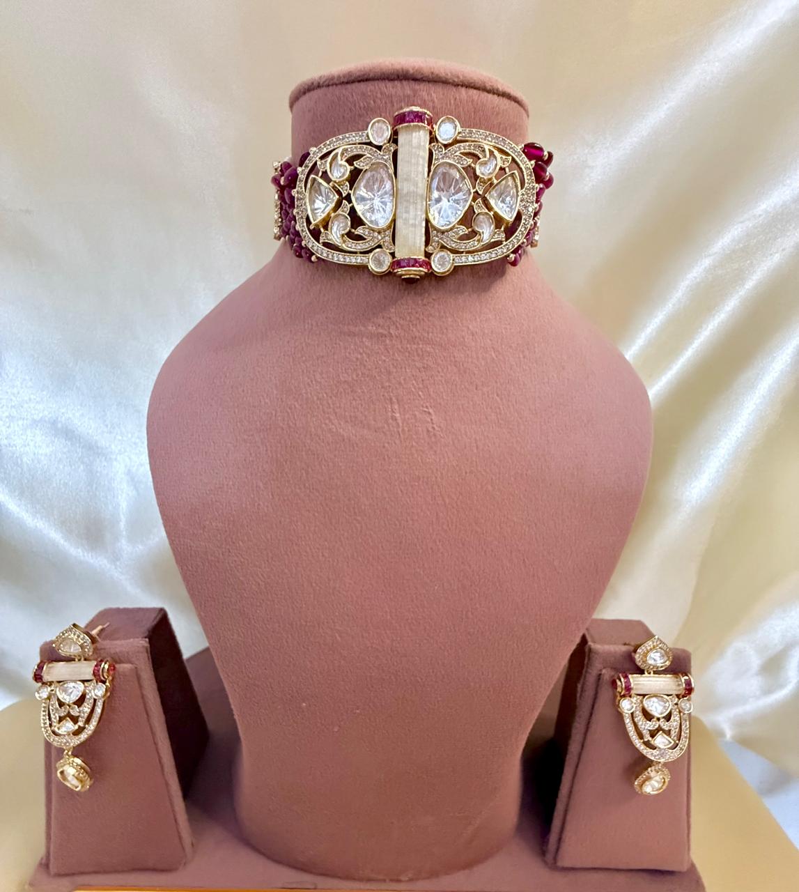 Megha Choker Set - Magenta