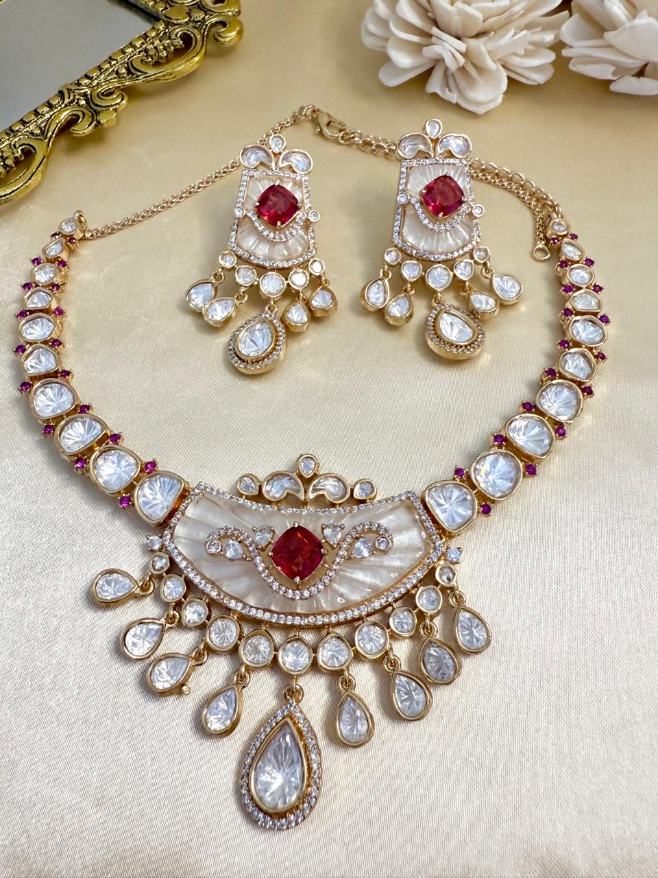 Ruhani Necklace Set - Ruby