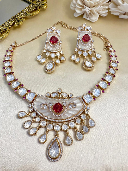 Ruhani Necklace Set - Ruby