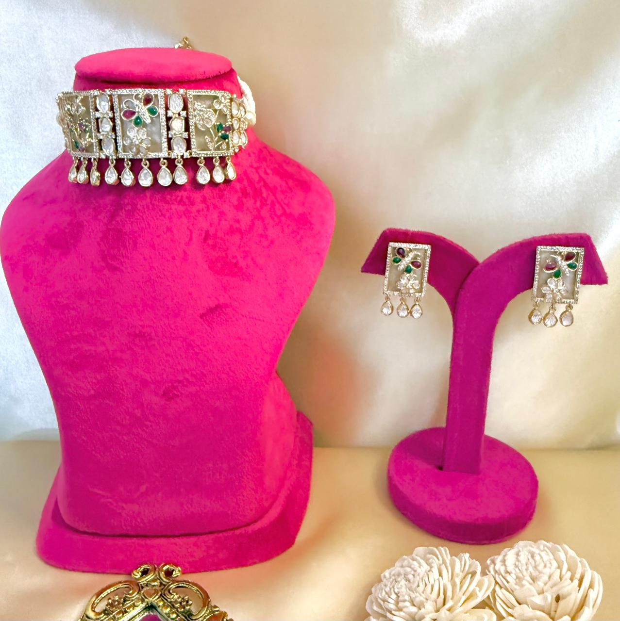 Tara Choker Set - Ruby & Green