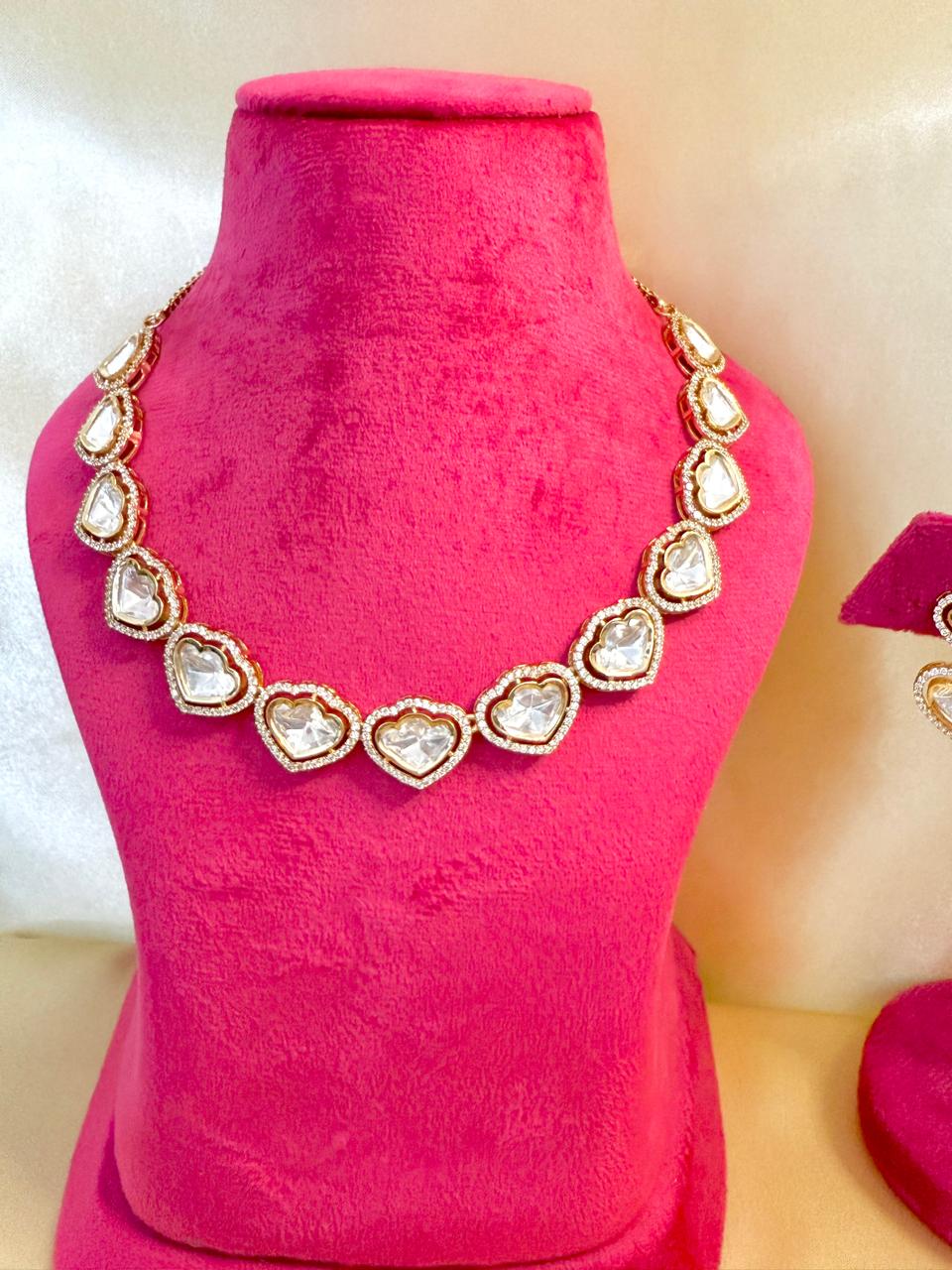 Diana Heart Necklace Set - White